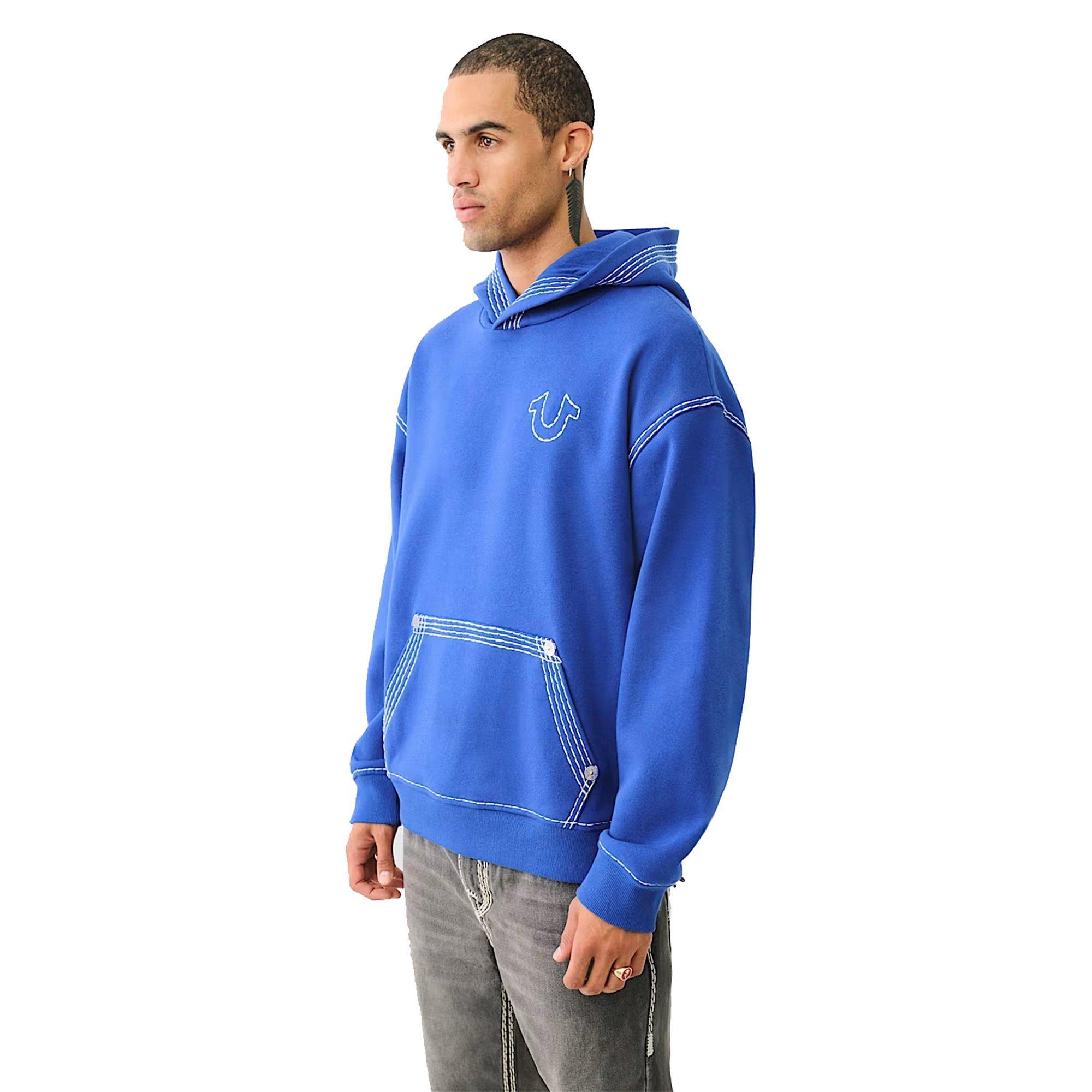True Religion Men s Super qt Buddha Pullover Hoodie Blue Size Medium Polyester Cotton